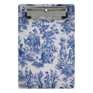 Französisch toile de jouy blau-weiß elegant mini klemmbrett