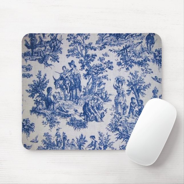 Französisch toile de jouy blau-weiß elegant mousepad (Mit Mouse)