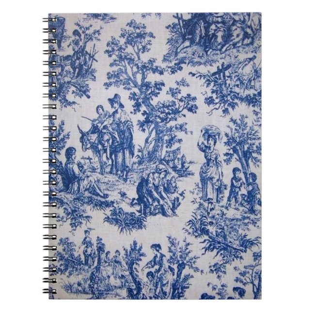 Französisch toile de jouy blau-weiß elegant notizblock (Vorderseite)