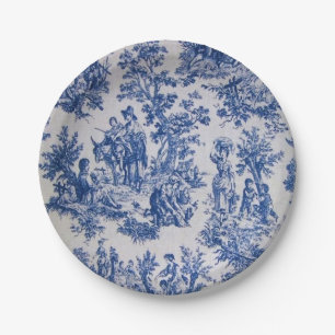 Französisch toile de jouy blau-weiß elegant pappteller