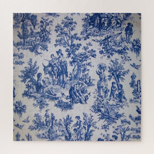 Französisch toile de jouy blau-weiß elegant puzzle (Vertikal)