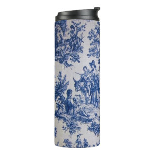 Französisch toile de jouy blau-weiß elegant thermosbecher