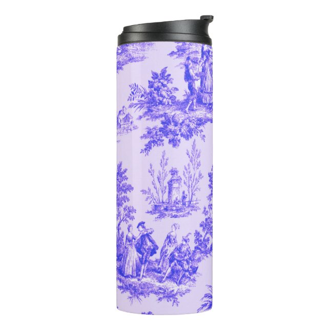 Französisch toile de jouy blau-weiß elegant thermosbecher (Nach links gedreht)