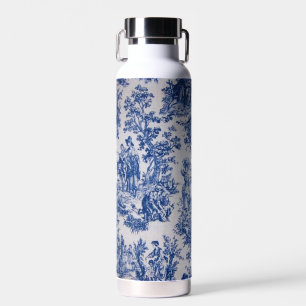 Französisch toile de jouy blau-weiß elegant trinkflasche