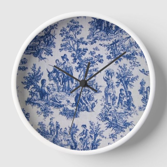 Französisch toile de jouy blau-weiß elegant uhr (Vorderseite)