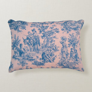Französisch toile de jouy pink und blau elegant dekokissen