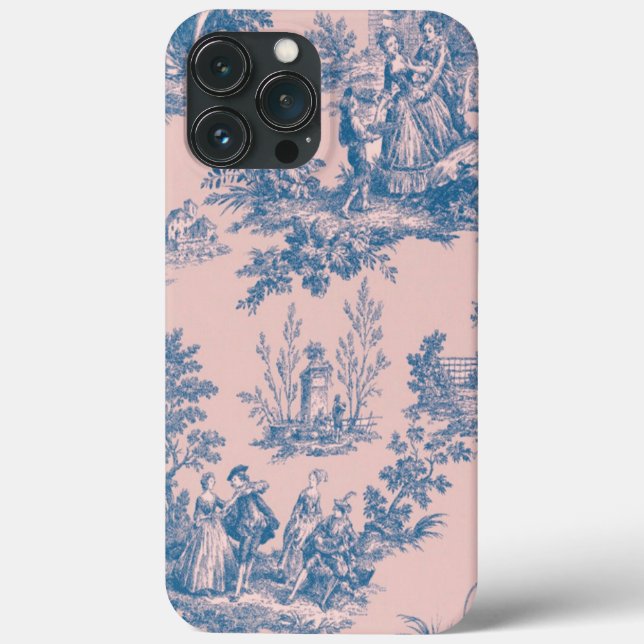 Französisch toile de jouy pink und weiß elegant Case-Mate iPhone hülle (Rückseite)