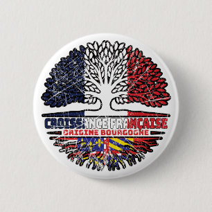 Französisch-Tree-Roots-Flag Burgund Burgund Button