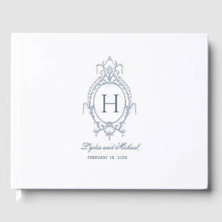 Französisch-Verziert-barocke Monogramm-Hochzeit Gästebuch