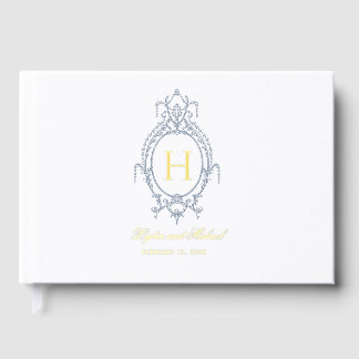 Französisch-Verziert-barocke Monogramm-Hochzeit Gästebuch