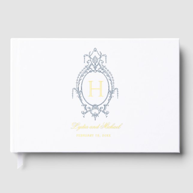Französisch-Verziert-barocke Monogramm-Hochzeit Gästebuch (Vorderseite)