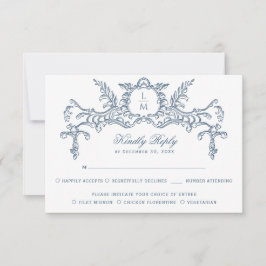 Französisch-Verziert-Barockmonogramm RSVP Karte