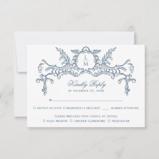 Französisch-Verziert-Barockmonogramm RSVP Karte