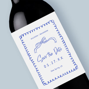 Französisch Vintag Save the Date Hochzeitmonogramm Weinetikett