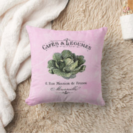 Französisch Vintag Veggie Vegan Cabbage Pink Kissen