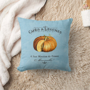 Französisch Vintag Veggie Vegan Pumpkin Blue Kissen