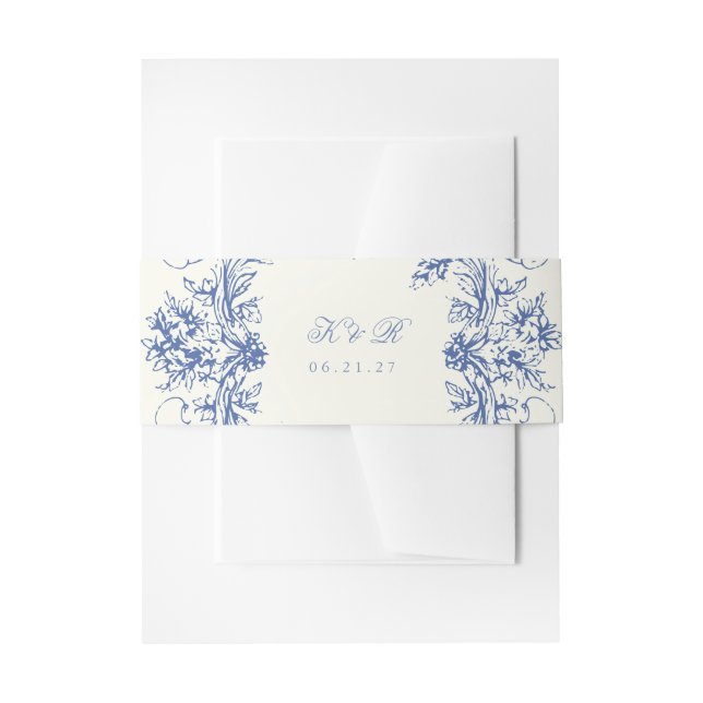 Französisch-Vintage Blumenzwiebelband Einladungsbanderole (Vorderseite Beispiel)