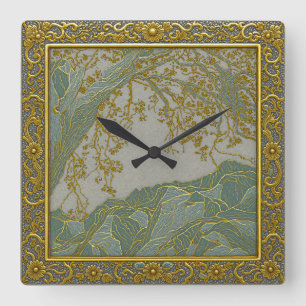 Französische Alpen Gold Silber Farbtöne Wanduhr