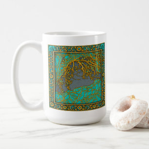Französische Alpen Gold , Silber Türkis Kaffeetasse