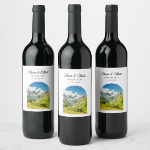 Französische Alpen Hochzeitwein Weinetikett