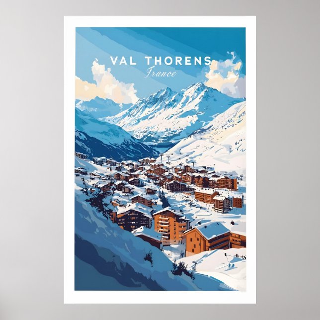 Französische Alpen Skidorf Poster 1 (Vorne)