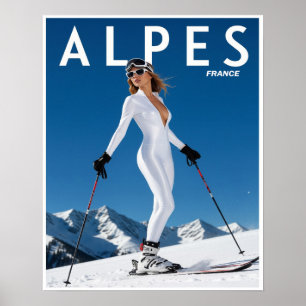 Französische Alpen Skiposter Poster