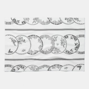 Französische Antike Teller   SCHWARZE Küchentuch