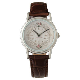 Französische antike Uhr der Vintagen Rosen