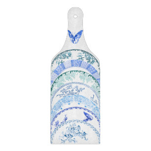 Französische Antiquitätenplatte   BLAUE BUTTERFLFL Schneidebrett