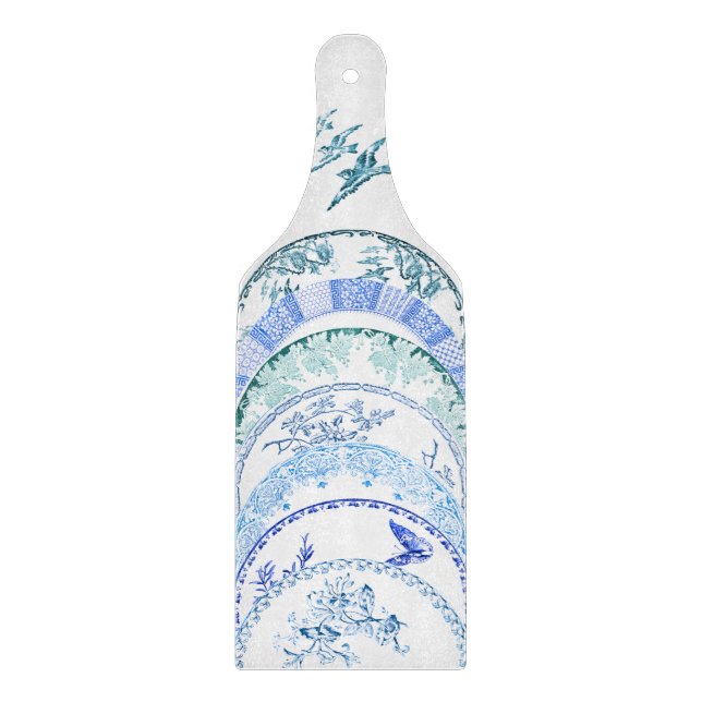 Französische Antiquitätenplatte | BLUE BIRD Decorb Schneidebrett (Vorderseite)