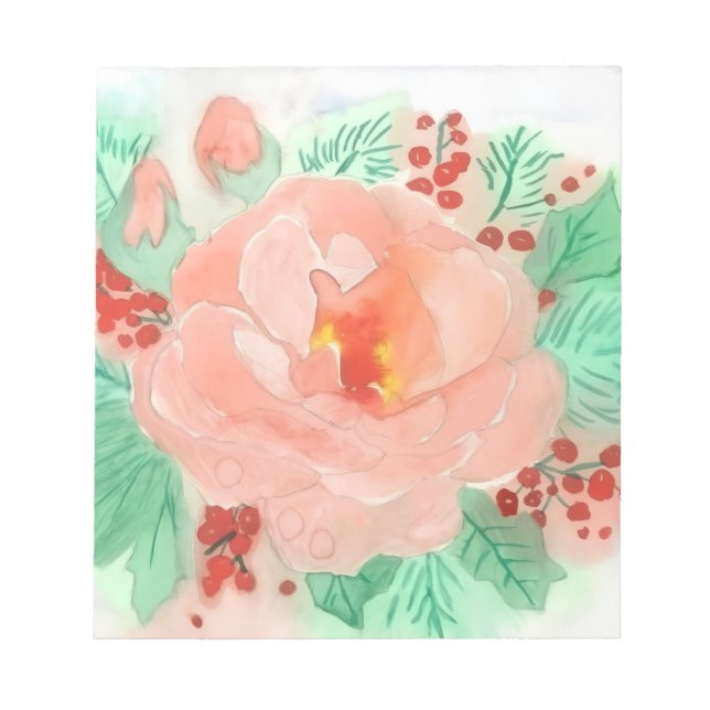 Französische Aquarell-Rose Notizblock (Vorderseite)