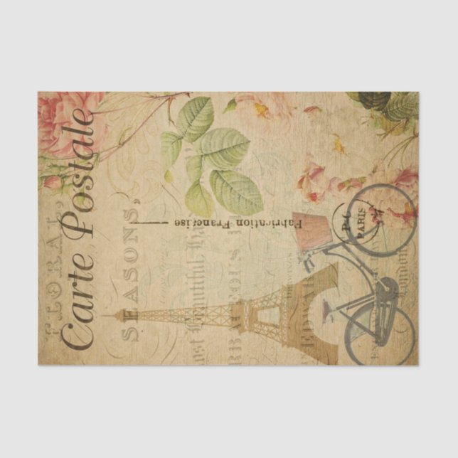 Französische Art Carte Postale Eiffelturm Seidenpapier (Vorderseite)