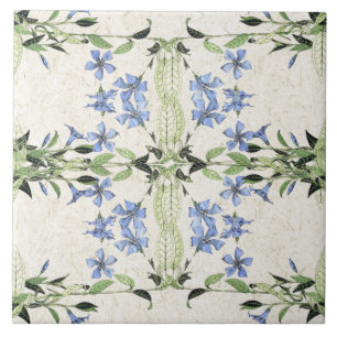 Französische Art Nouveau Blaue Immergrün-Blumen-Ka Fliese