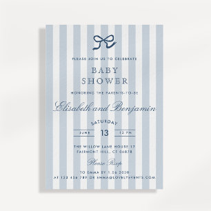 Französische Baby Shower Einladung mit Blauem Band