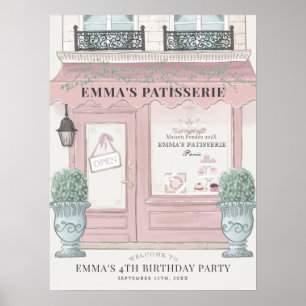 Französische Bäckerei Konditorei Rosa Geburtstagsb Poster