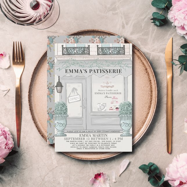 Französische Bäckerei Patisserie Gray Drive-by Bab Einladung (Von Creator hochgeladen)