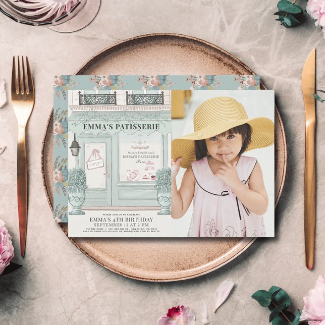 Französische Bäckerei Patisserie Green Geburtstags Einladung (Von Creator hochgeladen)