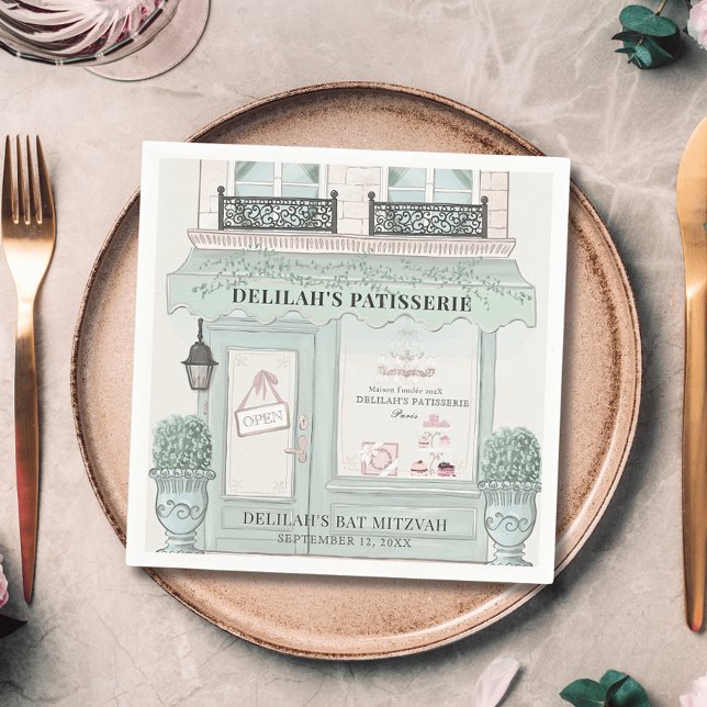 Französische Bäckerei Patisserie Paris Green Bat M Serviette (Von Creator hochgeladen)