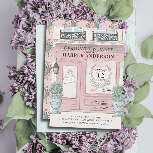 Französische Bäckerei Patisserie Paris Pink Abschl Einladung (Von Creator hochgeladen)