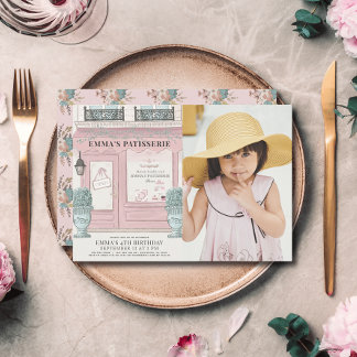 Französische Bäckerei Patisserie Paris Pink Birthd Einladung