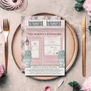 Französische Bäckerei Patisserie Pink Baby Dusche  Einladung