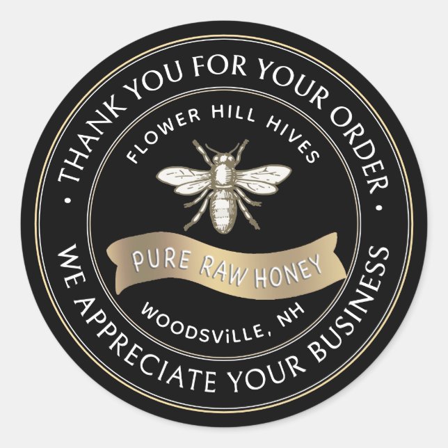 Französische Biene mit Gold Banner Beekeeper Viele Runder Aufkleber (Vorderseite)
