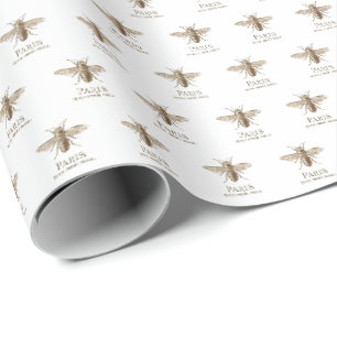 Französische Biene Paris Vintage nahtloses Geschen Geschenkpapier