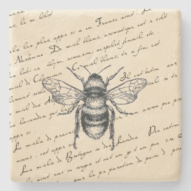 Französische Bienenschrift Steinuntersetzer (Vorderseite)