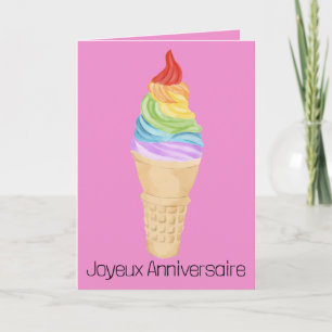 Französische Birthday Rainbow Gay Pride Ice Creme  Karte