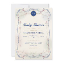 Französische Blaue Garten-Baby-Shower-Einladung