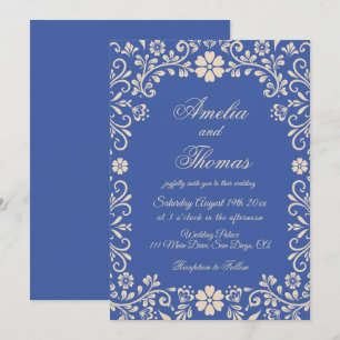 Französische blaue Hochzeit Einladung