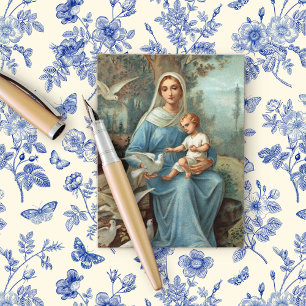 Französische Blaue Madonna-Postkarte Ankündigungspostkarte