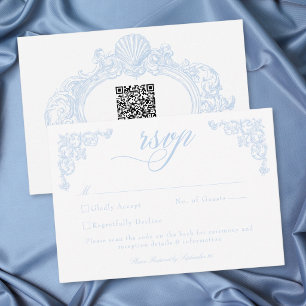 Französische Blaue Rokoko Königliche Vintage Elega RSVP Karte