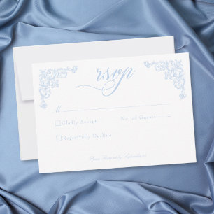 Französische Blaue Rokoko Königliche Vintage Elega RSVP Karte